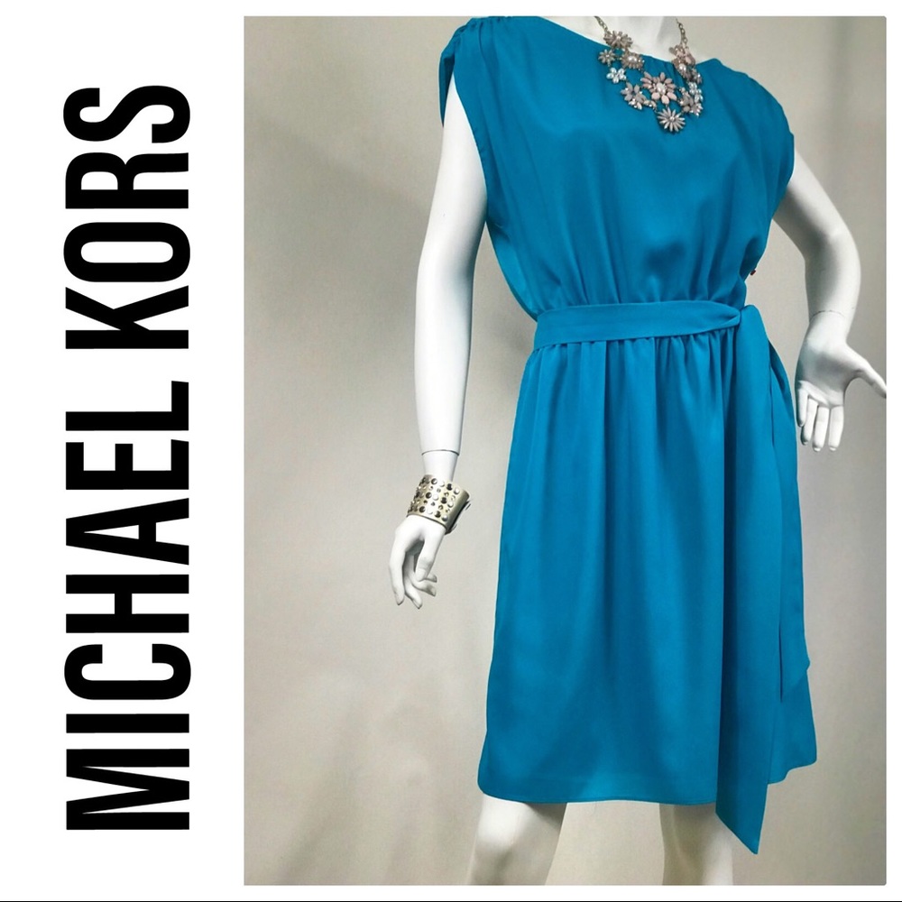 Ocean Blue Sleeveless A-Line Dress
